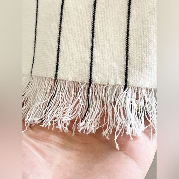 Theory Hayden O Reverie V-Neck Stripe Fringe Pullover Sweater small - Picture 4 of 7